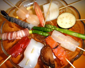 札幌　和食　三條亭 新鮮魚介の串揚げ　